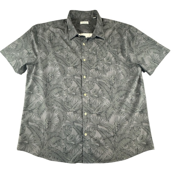 Projek Raw Other - Projek Raw Mens XXL Tropical Parrot Print Button Up Shirt Gray Short Sleeve